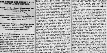 The Newspaper Reports of the First Nazarene Church Services in 1895