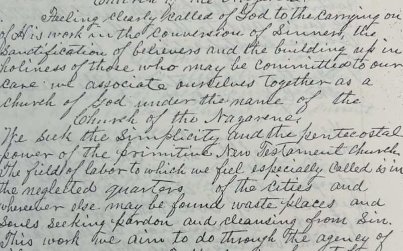 The Minutes of the Organizational Meeting of the First Church of the Nazarene, October 30, 1895